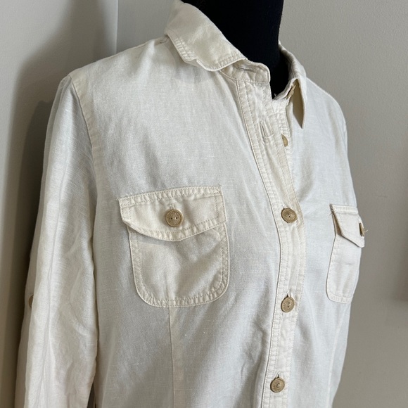 *VINEYARD VINES* Cream Long Sleeve Button-Down Dress Size Large - Picture 3 of 9